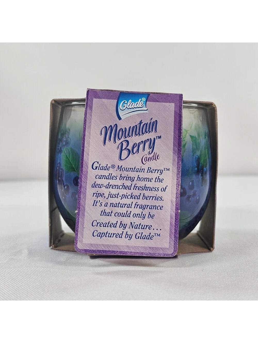 Glade Mountain Berry Scented Candle 4 oz Jar Blue Purple Vintage SC Discontinued